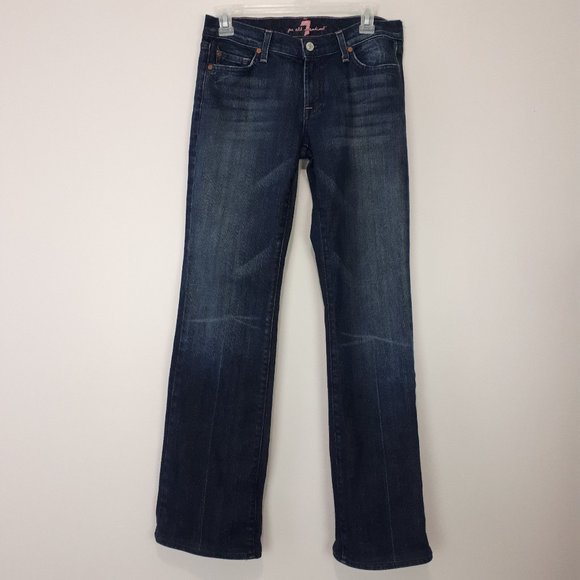 7 FOR ALL MAN KIND Boot Cut Jeans Pink Stitching - Picture 1 of 9